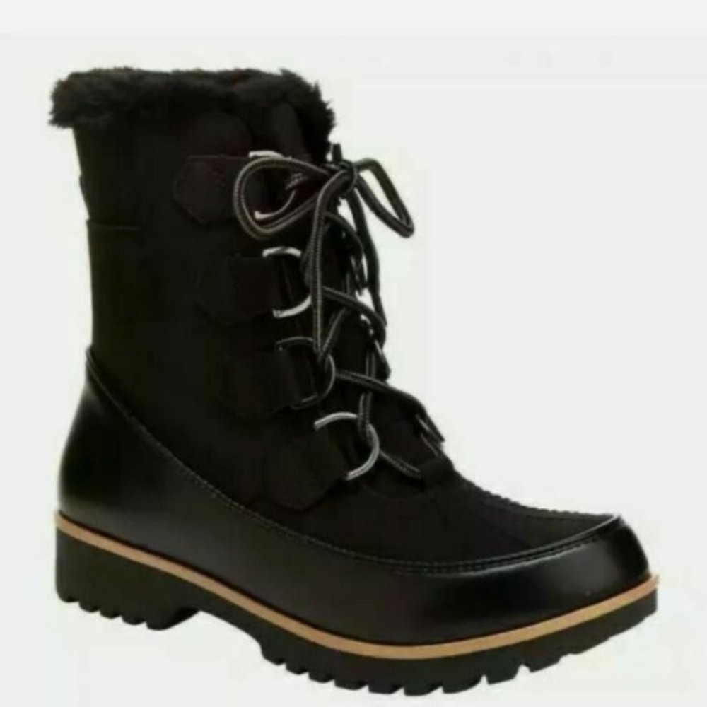 NIB JAMBU ANKLE BOOTS JBU WEATHER READY FAUX FUR COZY BLACK - Picture 4 of 6